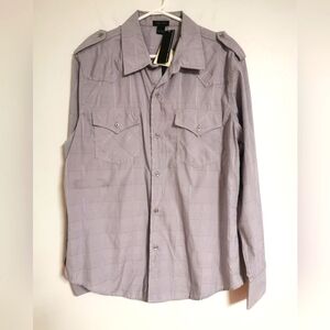 Pop icon Shirt Men large Long Sleeve Button Down Grey NWT